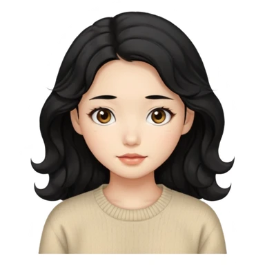 Beautiful girl,Black hair, wavy long hair,Black eyes,Chinese, beige sweater  sticker