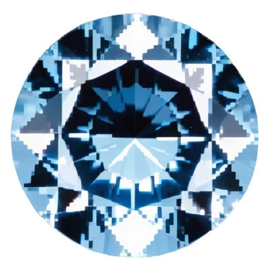 Round cut light blue celestite gem with facets and sparkle sticker