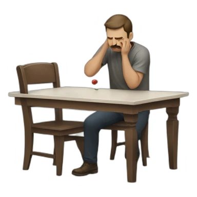 man hurting a table sticker