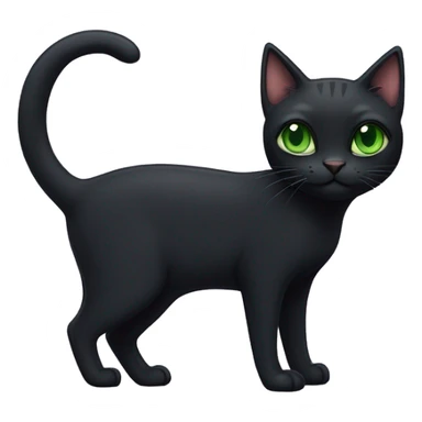 A skinny and short-haired magical black cat with green eyes sticker