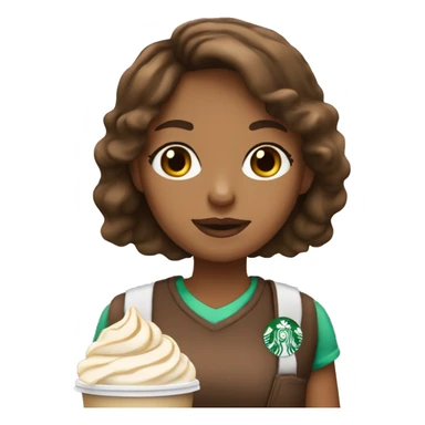 brown haired girl drinking frappuccino sticker