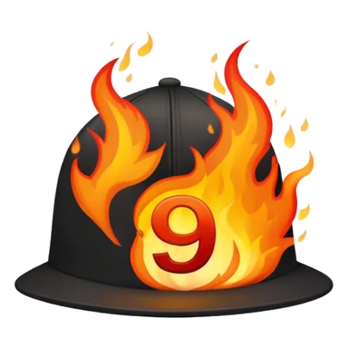 black cap on fire with number “9” on it sticker