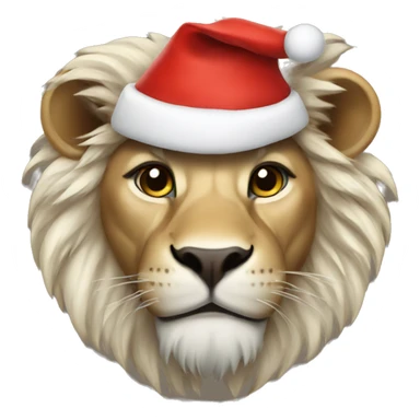 Lion wearing santa hat sticker