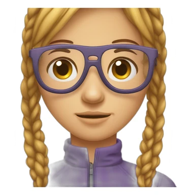 Fille avec des lunettes des cheveux châtains avec une queue de cheval et sweat sticker