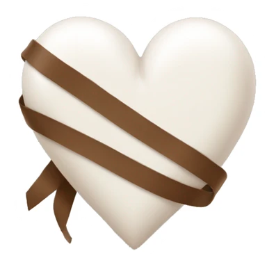 white heart with brown ribbon sticker