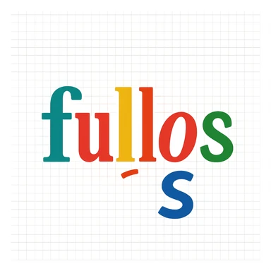 colorful modern text image with the word 'fullos' in the center, varied colorful fonts, no emoji or face sticker