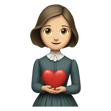 Charlotte Bronte holds a heart in her hand sticker
