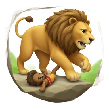 Lion tackles a bear sticker