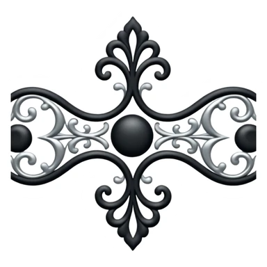 Black and silver filigree page divider, 3D, extremely detailed design sticker