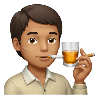 Man smoking from glass pong , the pong in his mouth (like this pong ⚗️) sticker