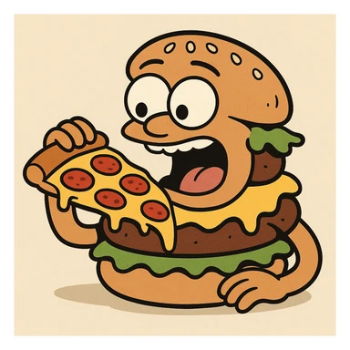  Hamburger pepperoni pizza the boy eating pizza sticker