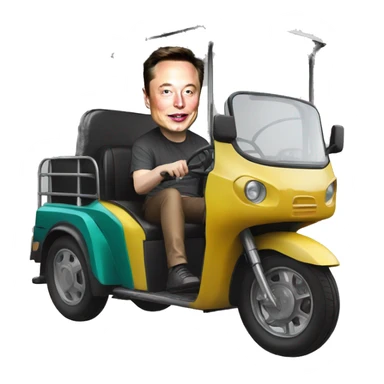 elon musk in a tuk tuk sticker