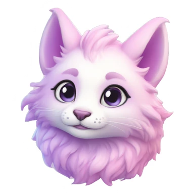 Kawaii colorful bright light pastel lilac-pink-white-gradient fantasy ethereal anthro fursona animal creature sticker