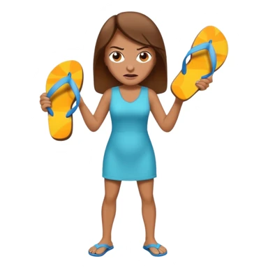 an angry mother with a flip-flop in her hand, ready to hit someone sticker
