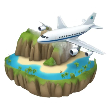 Dinosaur riding an airplane over an island sticker