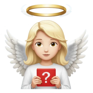 "An angel emoji with blonde hair, a halo, wings, holding a 'COMPARTILHAR' sign in bold letters." sticker