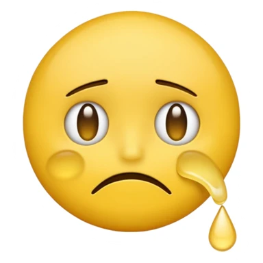 darkened yellow emoji face with tears and a downturned mouth, Android Color Emoji style sticker