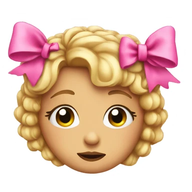 Emotional emoji with pink bow and lashes  sticker