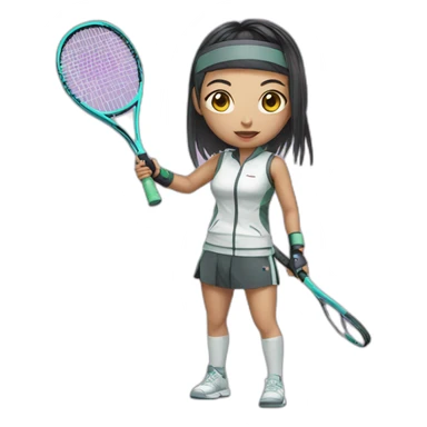 augmented cyberpunk asian girl in tennis uniform sticker