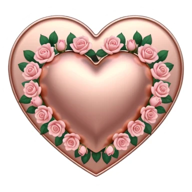 Rose-gold metal heart shape with pastel pink roses adorning it sticker