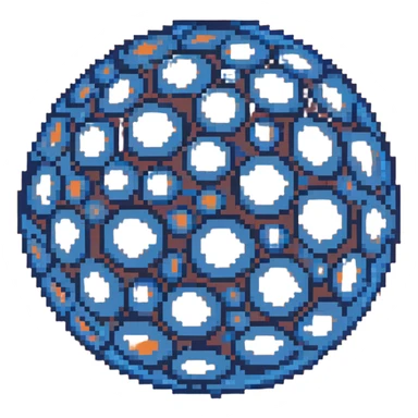 blue orb with expanding circles, 32x32 pixel art game range power-up sticker