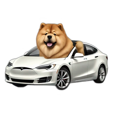 chow chow in a tesla car sticker