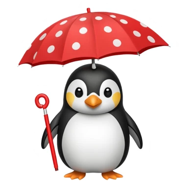 Penguin with red polka-dot umbrella sticker