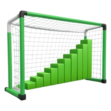 Cinematic realistic green 3d growing bar graph in a soccer goal sticker