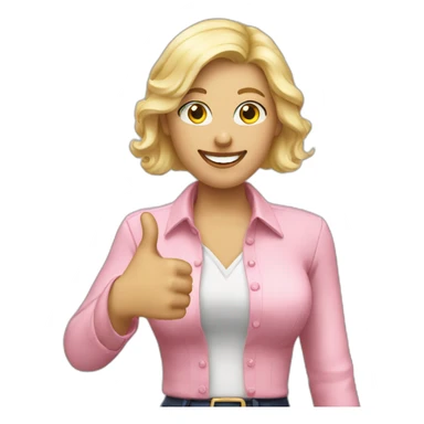 blonde hair lady with pink blouse thumbs up sticker