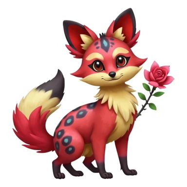 Rare realistic cool cute epic aesthetic colorful Fennekin-Zorua-Civet-Genet-species-Fakemon-hybrid-creature, with splotches and rosette markings, full body sticker