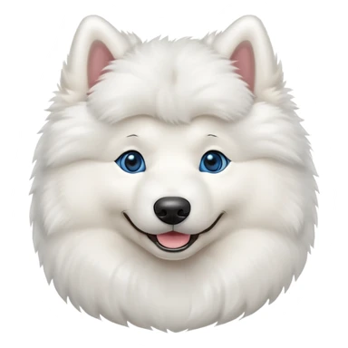 fluffy white Samoyed dog with blue eyes, smiling sticker
