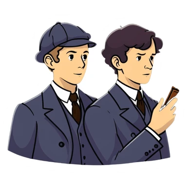 Sherlock and Watson solving a mystery together sticker