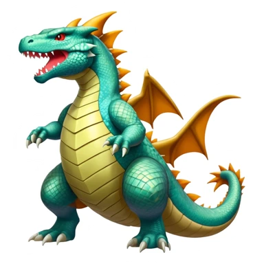 Shiny Exotic Colorful epic Tyranitar-Charizard-Dragonite-Salamence-Drudigon-Haxorus-Fakémon-hybrid-creature (full body)  sticker