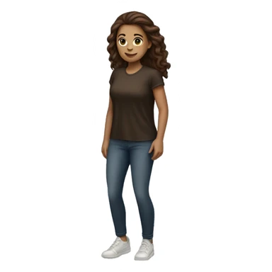 Brown hair woman black full body flying sticker
