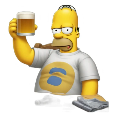 Homer simpson drinking a beer sticker