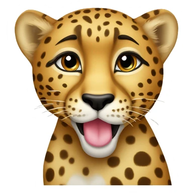 Cartoon Cheetah pucker blowing a bla kiss text emoji sticker