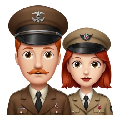 create and image of a red head wearing a dr pepper hat standing with hitler sticker