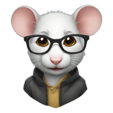 a rat with glasses sticker