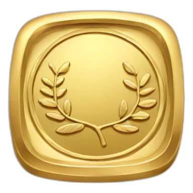 square gold coin with laurel sticker