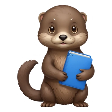 Cute otter full body holding one blue file sticker