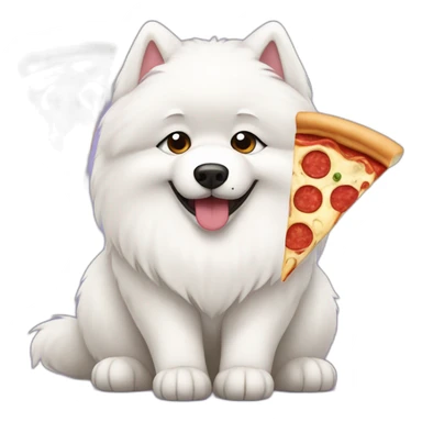 samoyed with pizza sticker