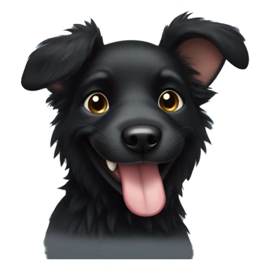 pointy eared black dog with some fluff smiling sticker
