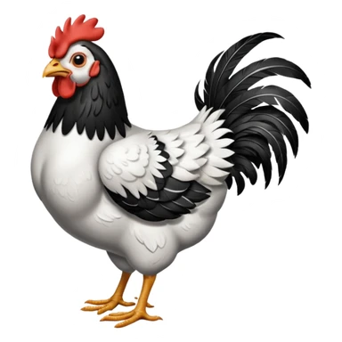 chicken with body covered black and white bar feathers  sticker