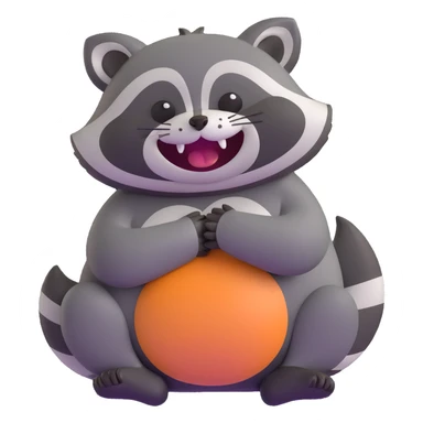raccoon clutching belly, laughing with tears, eyes squeezed shut sticker