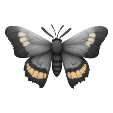 Black and grey fluffy moth sticker