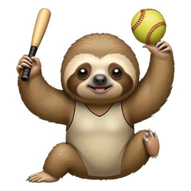 Sloth playing softball sticker