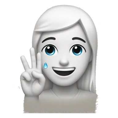 happy tears with peace fingers sticker
