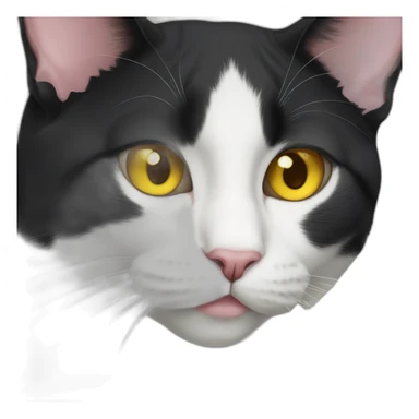 Tuxedo Cat with yellow eyes and dark nose sticker