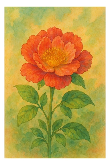 a single flower, ghibli style sticker