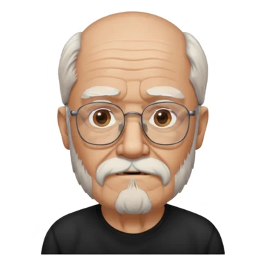bearded old man with eyeglasses black shirt sticker